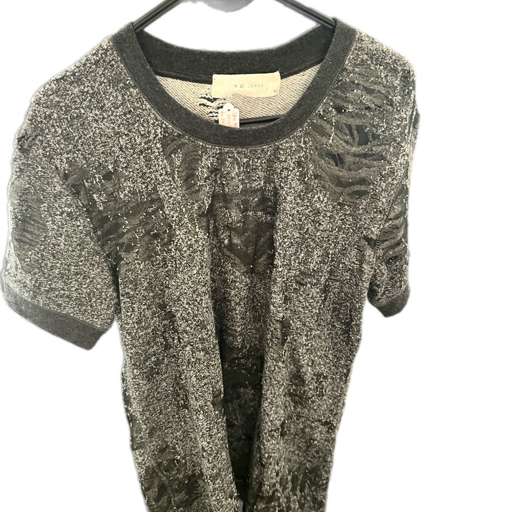 IRO Jeans grey distressed men’s knit shirt